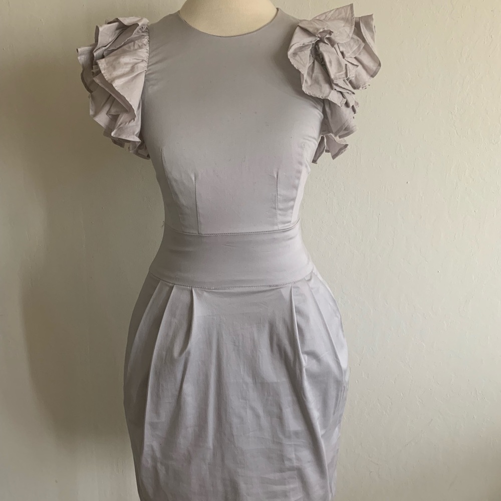 Light grey ruffle French Connection dress